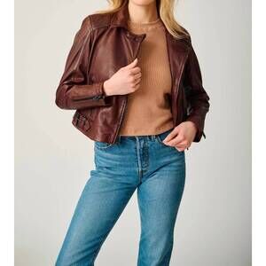 NEW MAURITIUS bita rf leather jacket in dark cherry